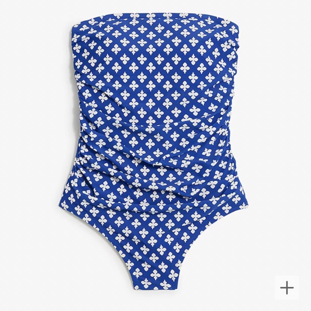 J. Crew Printed Strapless One Piece Swimsuit